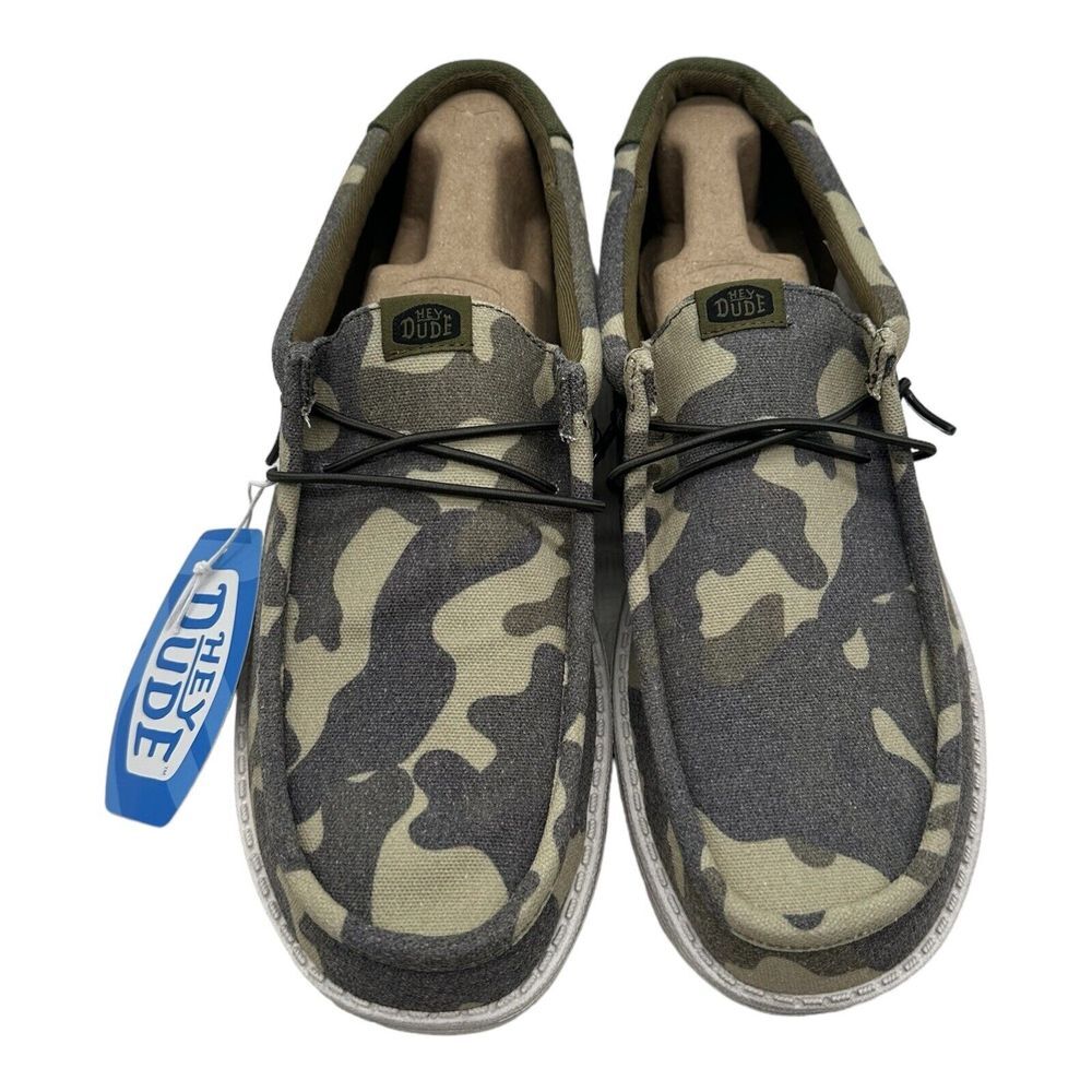 Hey Dude Wally Washed Camo Shoes Men's Size 12 Slip On Loafers - Brand New - Picture 4 of 9